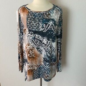 Chico’s Super Soft Long Sleeve Shirt Sz XL Paisley Print